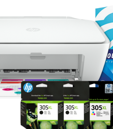 HP Deskjet 2710e + 2 sets extra inkt + 500 vellen A4 papier