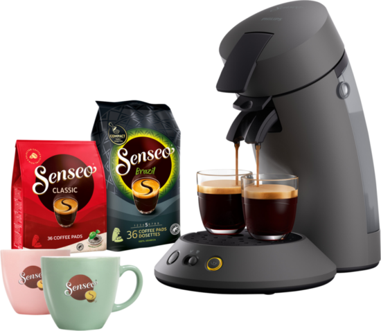 Philips Senseo Original Plus CSA210/50 Grijs met kopjes en 72 koffiepads - Senseo koffieapparaten