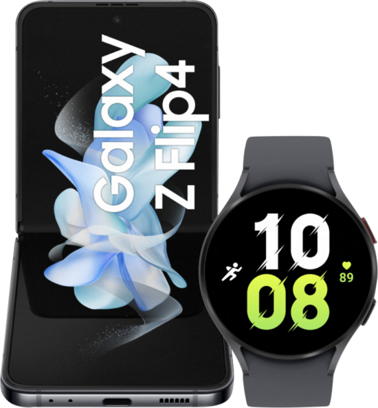 Samsung Galaxy Z Flip 4 128GB Grijs 5G + Samsung Galaxy Watch 5 Zwart 44mm