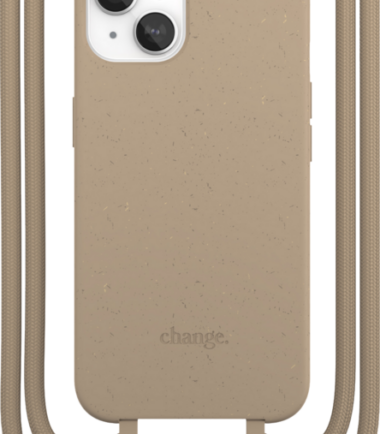 Change Case Apple iPhone 14 Back Cover met Koord Bruin