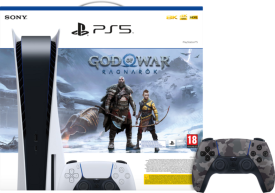 PlayStation 5 + God of War Ragnarok + Extra Controller Grey Camo
