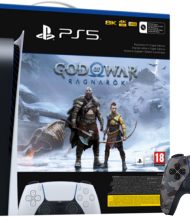 PlayStation 5 Digital Edition + God of War Ragnarok + Extra controller Grey Camo