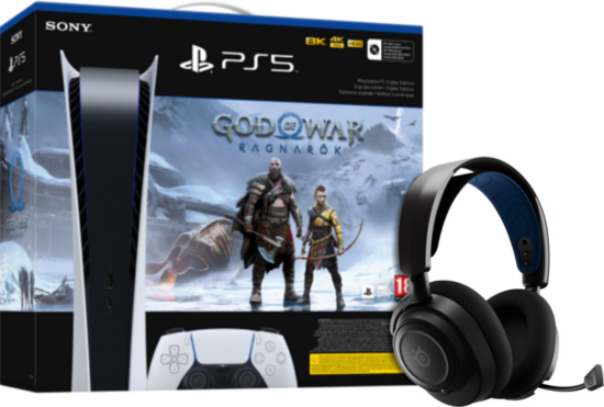PlayStation 5 Digital Edition + God of War Ragnarok + SteelSeries Arctis Nova 7P