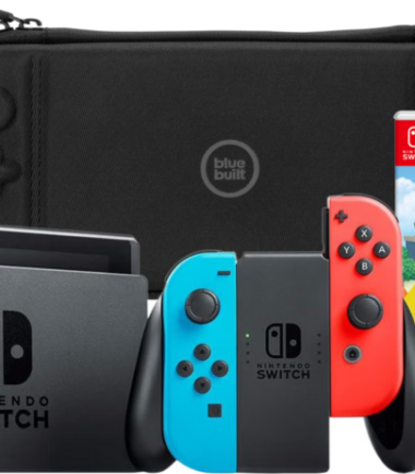 Nintendo Switch Rood/Blauw + Animal Crossing New Horizons + BlueBuilt Beschermhoes