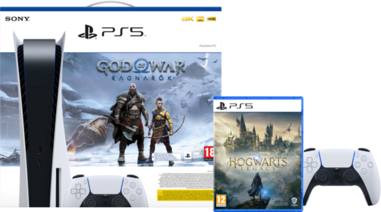 PlayStation 5 Disc Edition + God of War + Hogwarts Legacy + Extra controller Wit