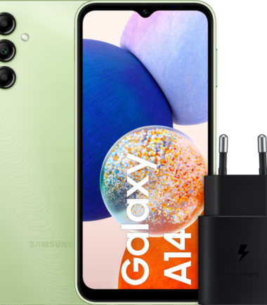 Samsung Galaxy A14 64GB Groen 4G + Samsung Snellader Zwart