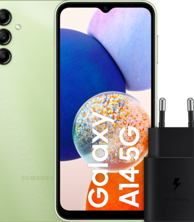 Samsung Galaxy A14 128GB Groen 5G + Samsung Snellader Zwart