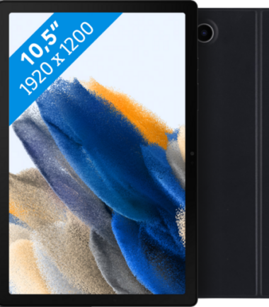 Samsung Galaxy Tab A8 64GB Wifi Grijs + BlueBuilt Book Case Zwart