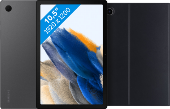 Samsung Galaxy Tab A8 64GB Wifi Grijs + BlueBuilt Book Case Zwart
