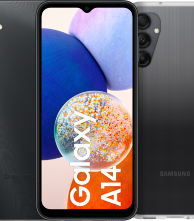 Samsung Galaxy A14 64GB Zwart 4G + Otterbox React Back Cover Transparant