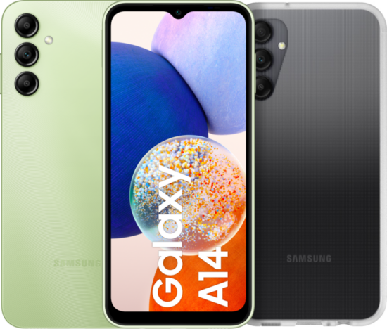 Samsung Galaxy A14 64GB Groen 4G + Otterbox React Back Cover Transparant