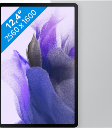 Samsung Galaxy Tab S7 FE 128GB Wifi Zilver + Samsung Book Case Grijs