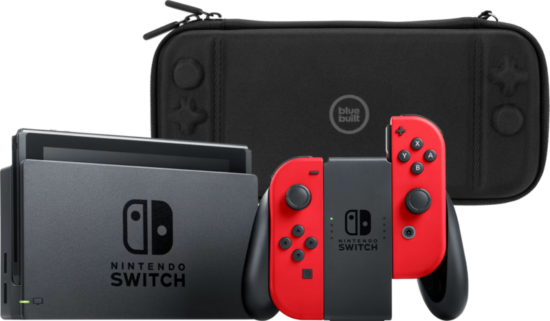 Nintendo Switch Rood + Super Mario Odyssey + Bluebuilt Beschermhoes