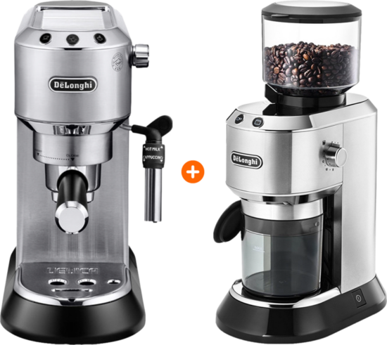 De'Longhi EC685.M Dedica Zilver + Koffiemolen - Koffieapparaten Espresso Halfautomatisch