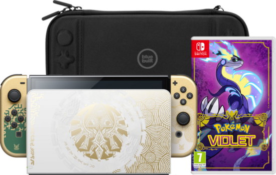 Nintendo Switch OLED Zelda Edition + Pokémon Violet + Bluebuilt Beschermhoes