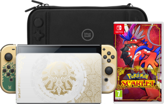 Nintendo Switch OLED Zelda Edition + Pokémon Scarlet + Bluebuilt Beschermhoes