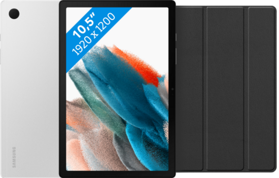 Samsung Galaxy Tab A8 32GB Wifi Zilver + Just in Case Book Case Zwart