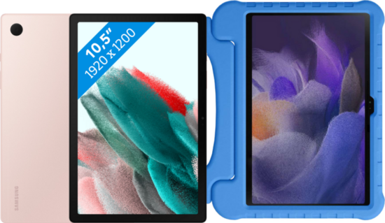 Samsung Galaxy Tab A8 64GB Wifi Rosegoud + Just in Case Kids Cover Blauw