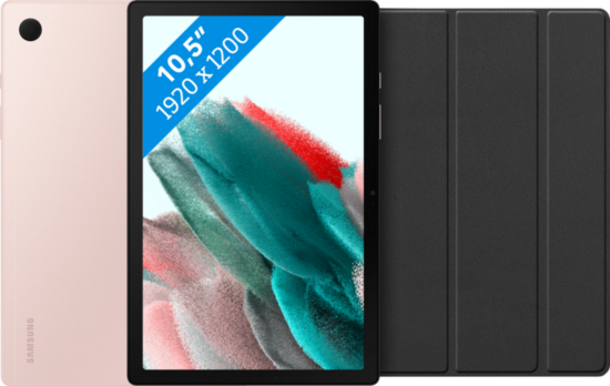 Samsung Galaxy Tab A8 32GB Wifi Roségoud + Just in Case Book Case Zwart