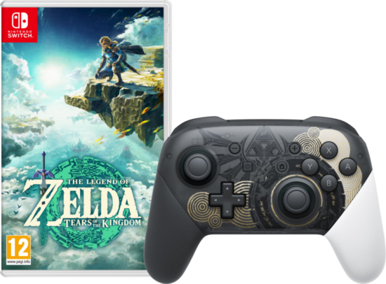 The Legend of Zelda Tears of The Kingdom + Nintendo Switch Pro Controller Zelda Edition