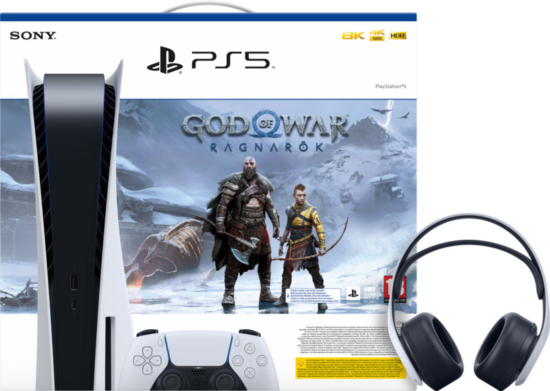 PlayStation 5 Disc Edition + God of War Ragnarok + 3D Pulse Gaming Headset