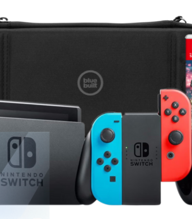 Nintendo Switch Rood/Blauw + Mario Kart 8 Deluxe + Screenprotector + Beschermhoes