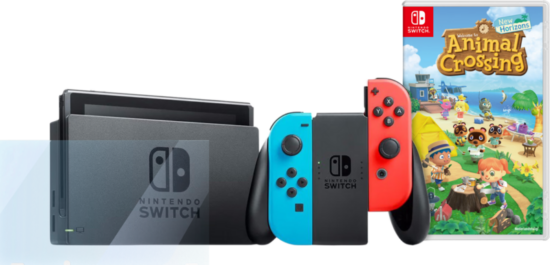 Nintendo Switch Rood/Blauw + Animal Crossing New Horizons + Bluebuilt Screenprotector