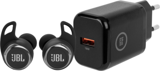JBL Reflect Flow Pro Zwart + BlueBuilt Oplader 18W