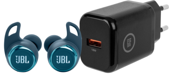 JBL Reflect Flow Pro Blauw + BlueBuilt Oplader 18W