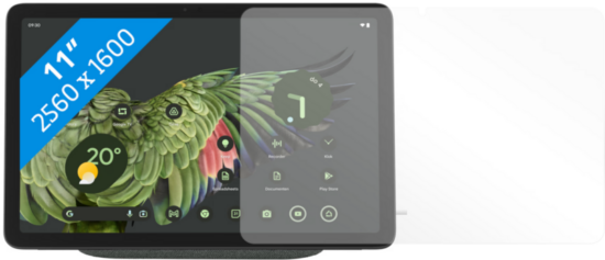 Google Pixel Tablet 128GB Wifi Grijs en Dock + Just in Case Screenprotector Glas