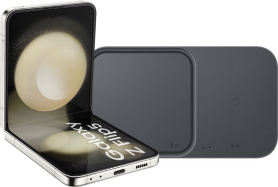 Samsung Galaxy Z Flip 5 256GB Creme 5G + Samsung Duo Draadloze Oplader 15 Watt