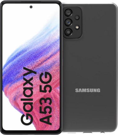 Samsung Galaxy A53 128GB Zwart 5G + BlueBuilt Hard Case Back Cover Transparant