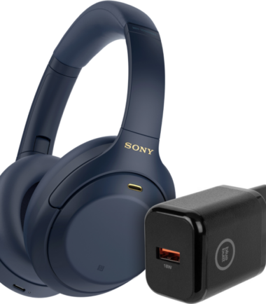 Sony WH-1000XM4 Blauw + BlueBuilt Quick Charge Oplader met Usb A Poort 18W Zwart