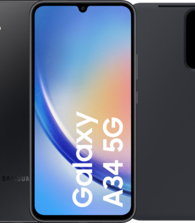 Samsung Galaxy A34 128GB Zwart 5G + Clear View Book Case Zwart