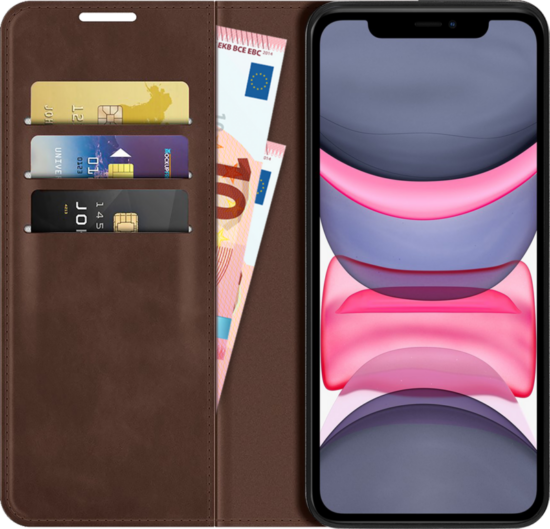 Just in Case Wallet Magnetic Apple iPhone 11 Book Case Bruin
