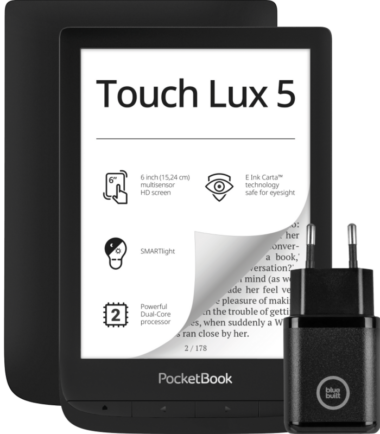 PocketBook Touch Lux 5 Ink Zwart + BlueBuilt Oplader
