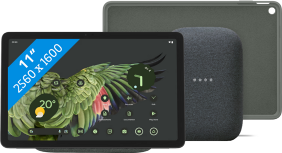 Google Pixel Tablet 128GB Wifi Grijs + Pixel Tablet Back Cover Grijs + Nest Audio Charcoal
