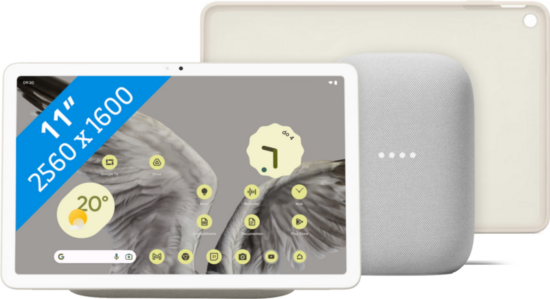 Google Pixel Tablet 128GB Wifi Creme + Pixel Tablet Back Cover Crème + Nest Audio Chalk