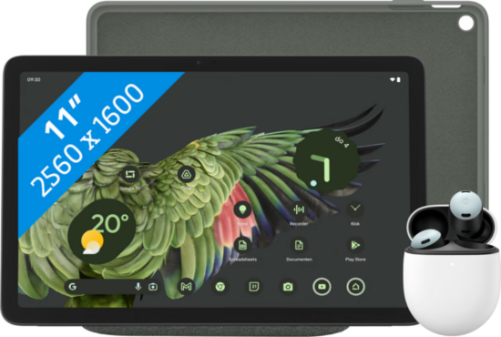 Google Pixel Tablet 128GB Wifi Grijs + Pixel Tablet Back Cover Grijs + Pixel Buds Pro