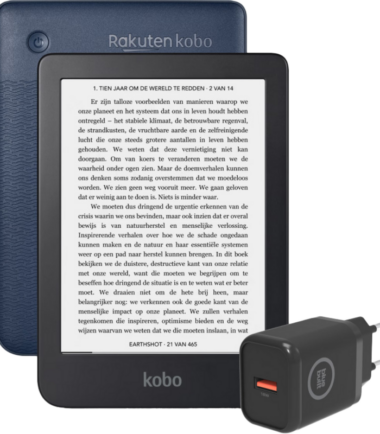 Kobo Clara 2E + BlueBuilt Quick Charge Oplader 18W