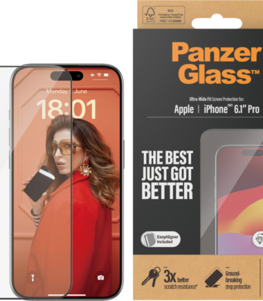PanzerGlass Ultra-Wide Fit Apple iPhone 15 Pro Screenprotector Glas Zwart