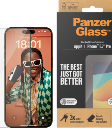 PanzerGlass Ultra-Wide Fit Apple iPhone 15 Pro Max Screenprotector Glas Zwart