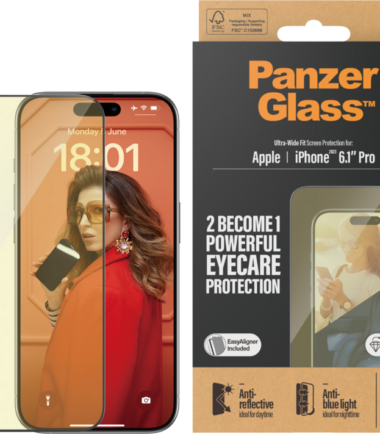 PanzerGlass Ultra-Wide Fit Apple iPhone 15 Pro Blauw Licht Filter Screenprotector Glas Zwart