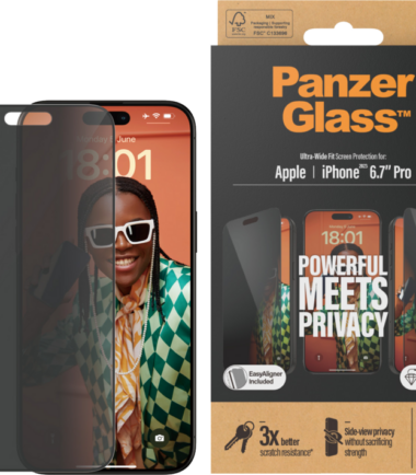 PanzerGlass Ultra-Wide Fit Apple iPhone 15 Pro Max Privacy Screenprotector Glas
