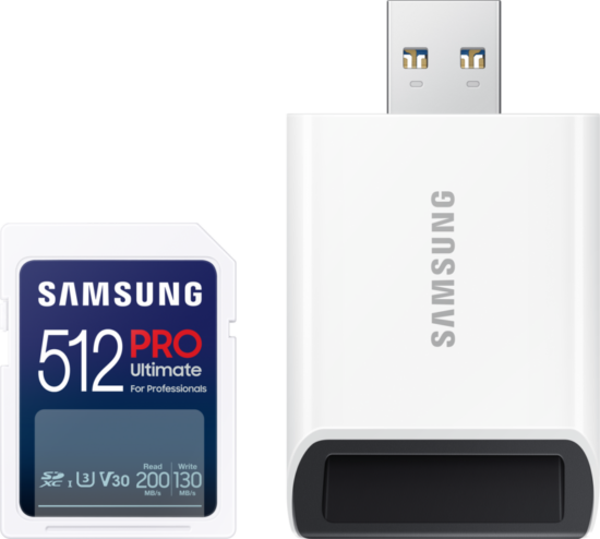 Samsung PRO Ultimate 512 GB (2023) SDXC + USB lezer