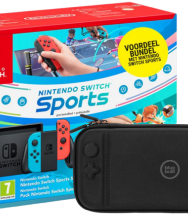 Nintendo Switch Rood/Blauw + Switch Sports + 3 maanden Nintendo Online + beschermhoes