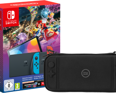 Nintendo Switch OLED Rood/Blauw + Mario Kart 8 + 3 maanden Nintendo Online + Beschermhoes