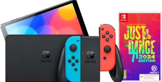 Nintendo Switch OLED Rood/Blauw + Just Dance 2024