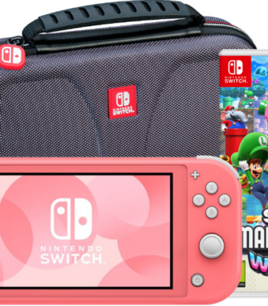 Nintendo Switch Lite Koraal + Super Mario Bros. Wonder + Beschermhoes