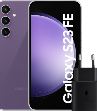 Samsung Galaxy S23 FE 128GB Paars 5G + Samsung Oplader 25 Watt Zwart